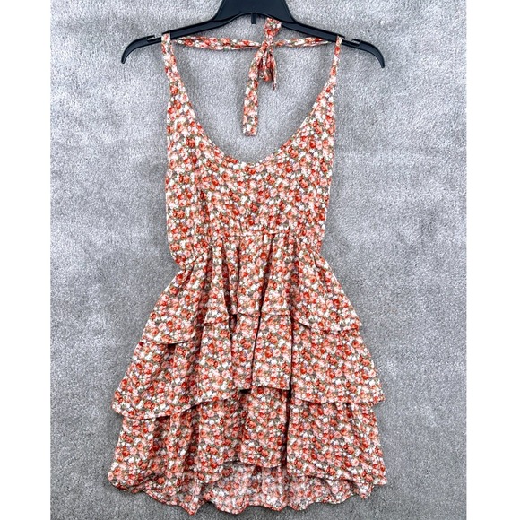 PrettyGarden Dresses & Skirts - PrettyGarden Womens Floral Halter Dress Tiered Ruffle Mini Size M Cottagecore